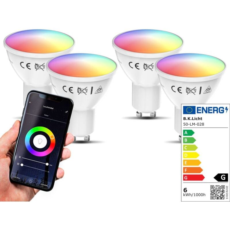 I Juego de 4 LED GU10 Wi-Fi Lamp I 5.5 Watt I 350 Lumen I RGB I CCT I Dimmable I Aplicación Control de voz Alexa Google Home I iOS y Android I
I Juego de 4 LED GU10 Wi-Fi Lamp I 5.5 Watt I 350 Lumen I RGB I CCT I Dimmable I Aplicación Control de voz Alexa Google Home I iOS y Android I
