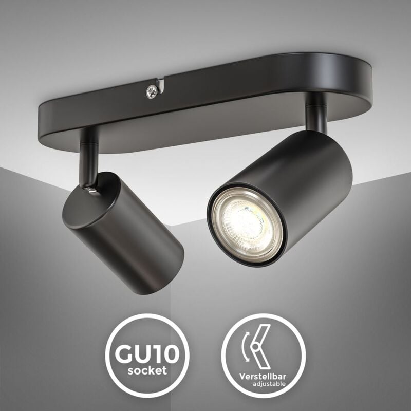 B.K.Licht I Lámpara de 2 llamas I giratoria I rotativa I GU10 I negro-mate I sin bombilla
B.K.Licht I Lámpara de 2 llamas I giratoria I rotativa I GU10 I negro-mate I sin bombilla