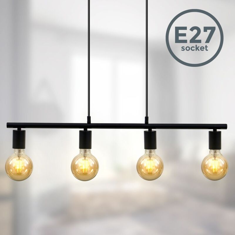 I Lámpara de suspensión I Vintage I Retro I Negro mate I 4 llamas I Toma E27 I 120x75cm (HxW) I sin bombilla I Lámpara de suspensión I Lámpara de
I Lámpara de suspensión I Vintage I Retro I Negro mate I 4 llamas I Toma E27 I 120x75cm (HxW) I sin bombilla I Lámpara de suspensión I Lámpara de