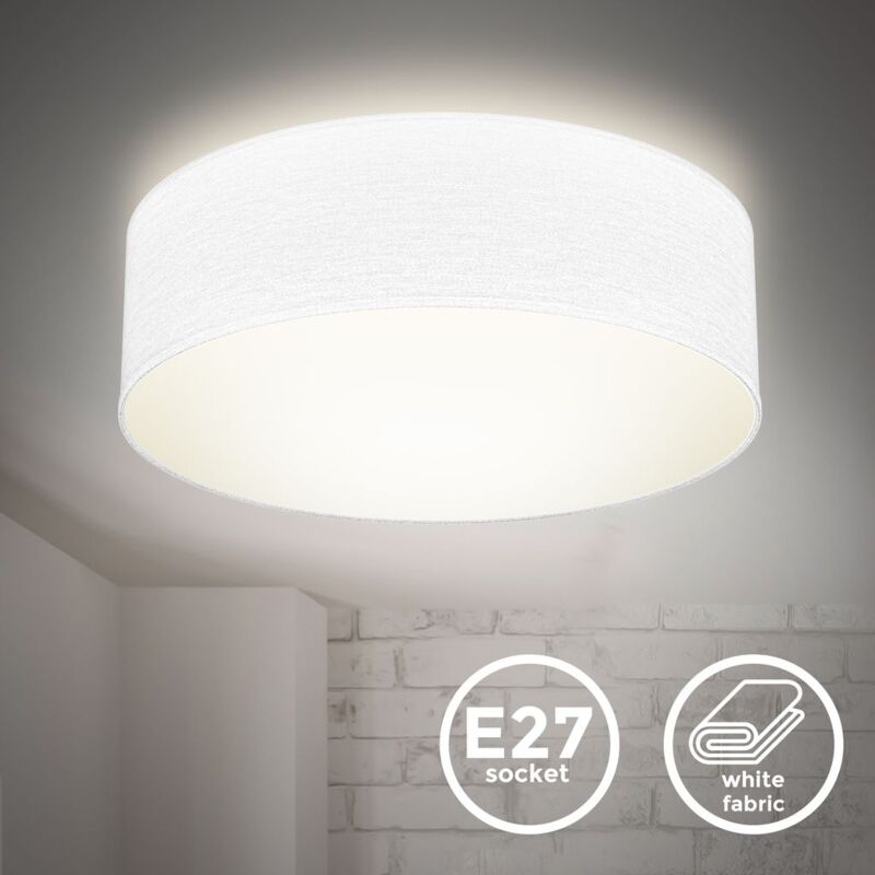 I Lámpara de techo I Lámpara de techo de tela I Lámpara de oficina I Pantalla textil I E27 I 1 llama I Ø30cm I Blanco I sin bombilla - B.k.licht
I Lámpara de techo I Lámpara de techo de tela I Lámpara de oficina I Pantalla textil I E27 I 1 llama I Ø30cm I Blanco I sin bombilla - B.k.licht