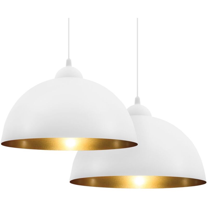 Set de lámparas de techo colgantes para interiores, requieren bombilla E27 LED, max. 60 W, 230 V, índice de protección IP20, color blanco y dorado
Set de lámparas de techo colgantes para interiores, requieren bombilla E27 LED, max. 60 W, 230 V, índice de protección IP20, color blanco y dorado