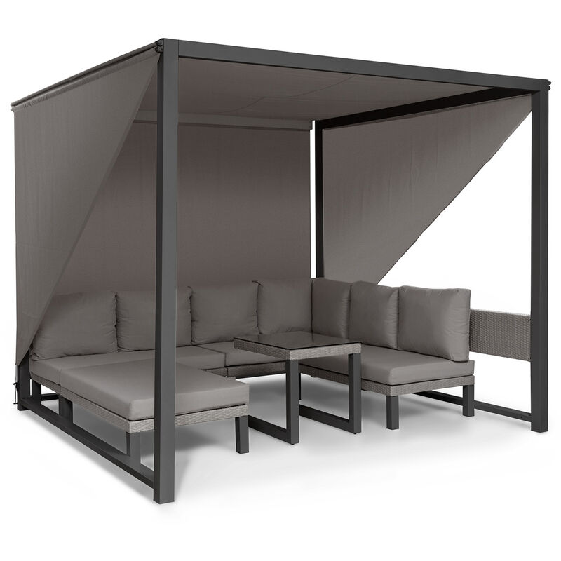 Blumfeldt - Havanna Set de gazebo y muebles de jardín 270x230x270cm 4 asientos dobles Gris
Blumfeldt - Havanna Set de gazebo y muebles de jardín 270x230x270cm 4 asientos dobles Gris