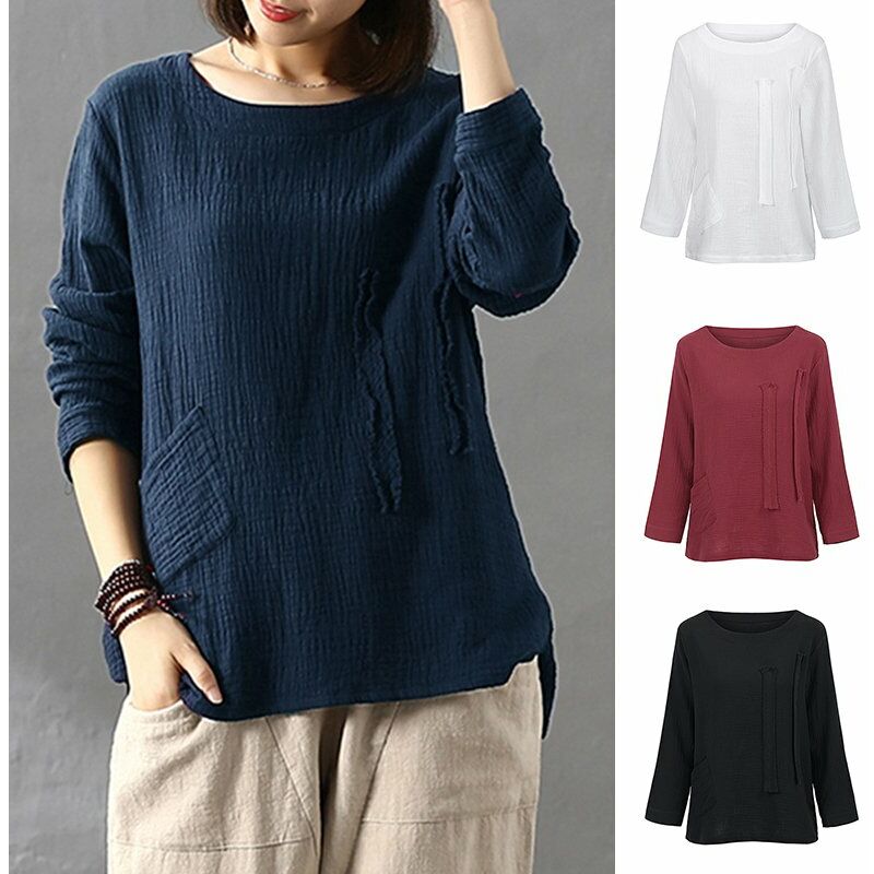 Blusa de algodon Vintage para mujer, cuello redondo, manga larga, solido, informal, suelto, bohemio, camiseta, Tops,Blanco, XXXL
Blusa de algodon Vintage para mujer, cuello redondo, manga larga, solido, informal, suelto, bohemio, camiseta, Tops,Blanco, XXXL