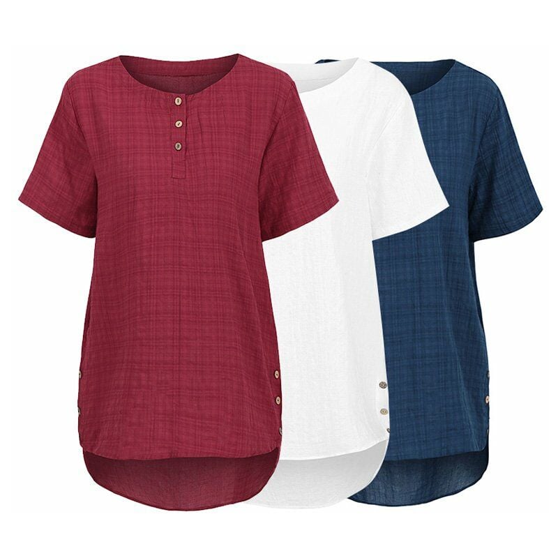 Blusa de gran tamano vintage para mujer Medias mangas Botones de dobladillo alto y bajo Tops sueltos de algodon Casual,Blanco, XXXL
Blusa de gran tamano vintage para mujer Medias mangas Botones de dobladillo alto y bajo Tops sueltos de algodon Casual,Blanco, XXXL