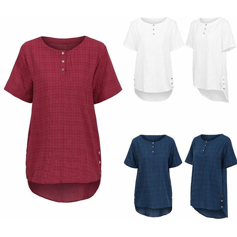 Blusa de gran tamano vintage para mujer Medias mangas Botones de dobladillo alto y bajo Tops sueltos de algodon Casual,Rojo, XXL
Blusa de gran tamano vintage para mujer Medias mangas Botones de dobladillo alto y bajo Tops sueltos de algodon Casual,Rojo, XXL