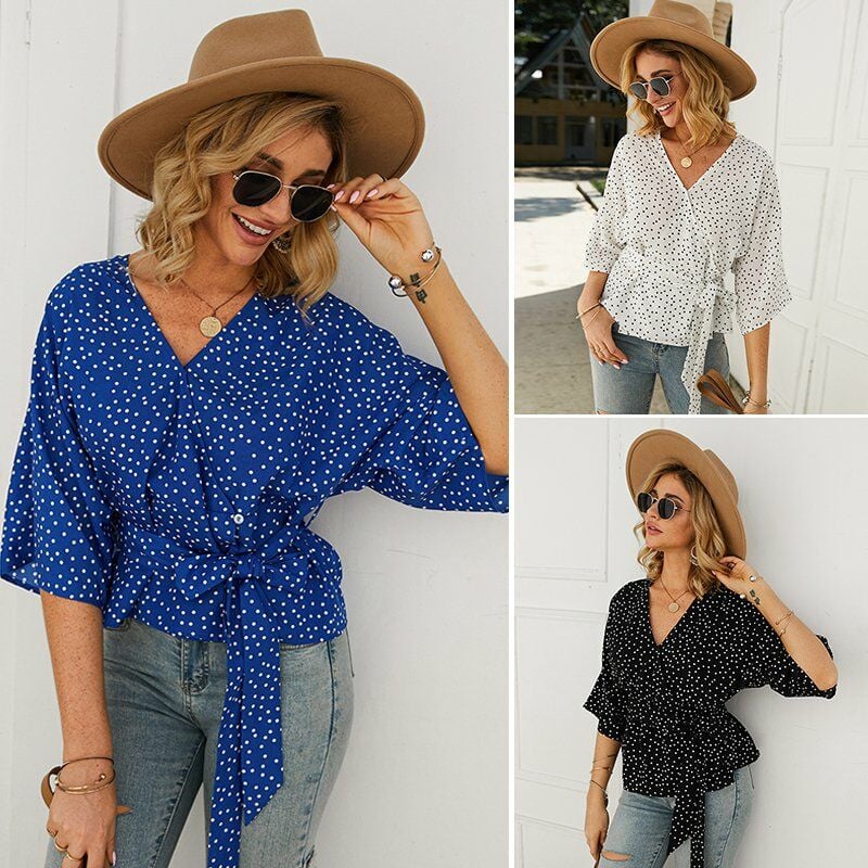 Blusa de mujer Estampado de lunares Vendaje atado Cintura Escote en V Manga tres cuartos Elegante Sreet Wear,Blanco, M
Blusa de mujer Estampado de lunares Vendaje atado Cintura Escote en V Manga tres cuartos Elegante Sreet Wear,Blanco, M