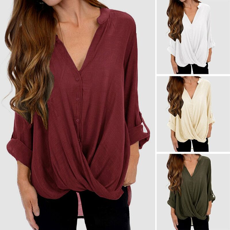 Blusa de mujer vintage Botones delanteros Cuello en V Manga larga Dobladillo asimetrico Camisa superior de color solido,Borgona, XL
Blusa de mujer vintage Botones delanteros Cuello en V Manga larga Dobladillo asimetrico Camisa superior de color solido,Borgona, XL
