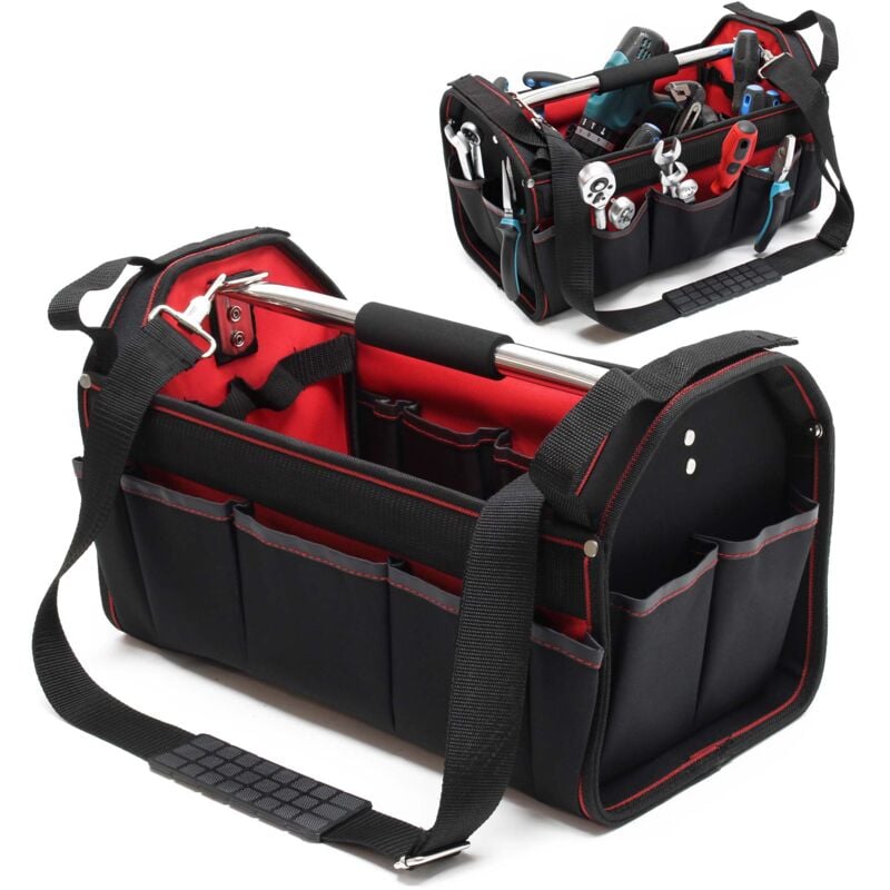 Bolsa herramientas con asa y correa para hombro Tamaño L Amplio interior Bolsillos exteriores Taller
Bolsa herramientas con asa y correa para hombro Tamaño L Amplio interior Bolsillos exteriores Taller