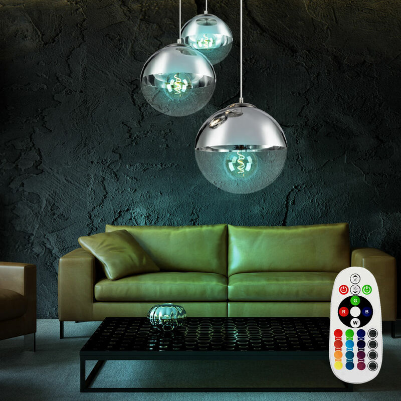 Lámpara colgante bolas control remoto péndulo de vidrio lámpara cromada regulable en un juego que incluye bombillas LED RGB
Lámpara colgante bolas control remoto péndulo de vidrio lámpara cromada regulable en un juego que incluye bombillas LED RGB