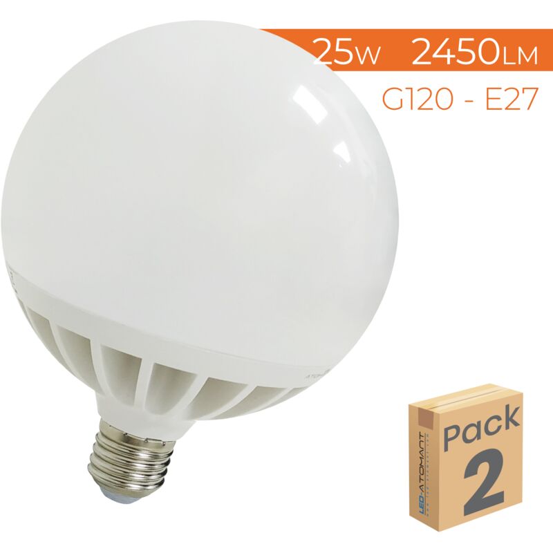 Bombilla LED G120 E27 25W 2450LM | Blanco Neutro 4500K - Pack 2 Uds. - Blanco Neutro 4500K
Bombilla LED G120 E27 25W 2450LM | Blanco Neutro 4500K - Pack 2 Uds. - Blanco Neutro 4500K