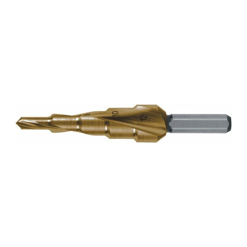 Broca escalonada, diámetro de broca 4-12 mm HSS TiN ranura en espiral Z.2 pasos 5 RUKO
Broca escalonada, diámetro de broca 4-12 mm HSS TiN ranura en espiral Z.2 pasos 5 RUKO