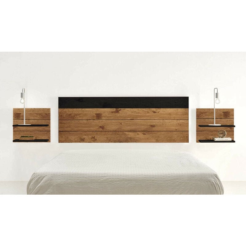 Hogar24 - Cabecero Madera natural y negro + 2 mesitas con estantes Combinado Madera Maciza Natural Encerado y Fondo Negro
Hogar24 - Cabecero Madera natural y negro + 2 mesitas con estantes Combinado Madera Maciza Natural Encerado y Fondo Negro