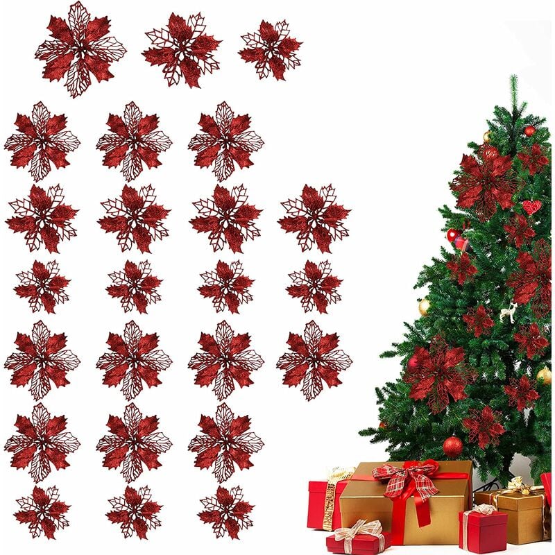 Cabeza de flor de Navidad artificial con purpurina (paquete de 24) - Flor de abeto rojo - 3 tamaños - Flor de pascua de seda artificial de Navidad
Cabeza de flor de Navidad artificial con purpurina (paquete de 24) - Flor de abeto rojo - 3 tamaños - Flor de pascua de seda artificial de Navidad