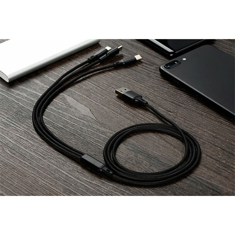 Cable de datos trenzado de nailon de alta calidad 3 en 1 Cable de carga de transmision de datos estable de carga rapida Compatible con telefonos iOS
Cable de datos trenzado de nailon de alta calidad 3 en 1 Cable de carga de transmision de datos estable de carga rapida Compatible con telefonos iOS