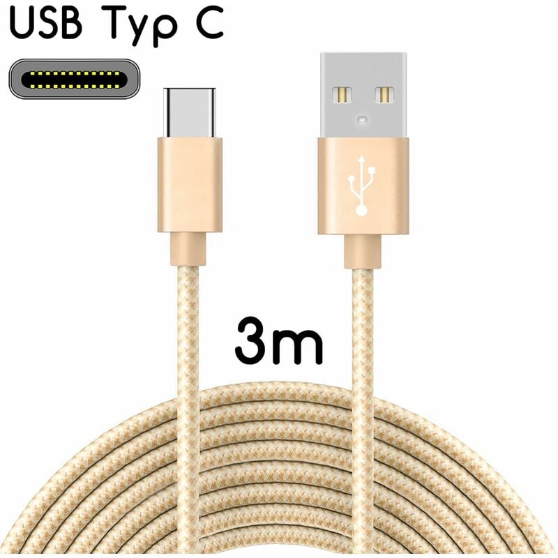 Cable USB-C a USB 2.0 | Cable de carga de nailon con conector USB tipo C / 3 m | oro
Cable USB-C a USB 2.0 | Cable de carga de nailon con conector USB tipo C / 3 m | oro