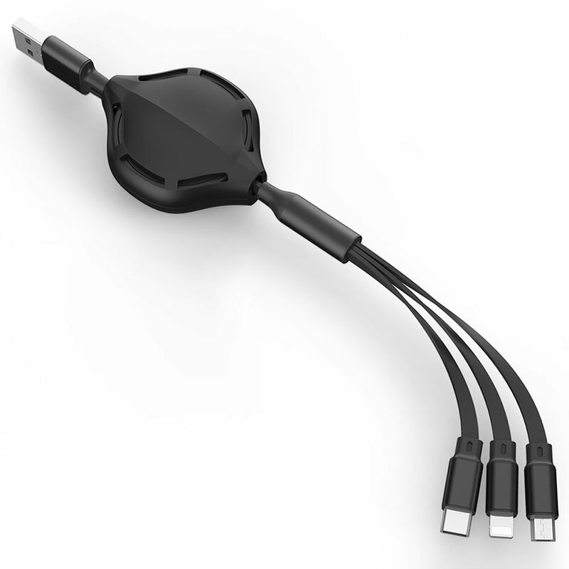 Cable USB retractil 3 en 1 Organizador de cables de carga multiple esqueleto de 4 pies con iluminacion / Tipo-C / Conector micro USB para telefonos
Cable USB retractil 3 en 1 Organizador de cables de carga multiple esqueleto de 4 pies con iluminacion / Tipo-C / Conector micro USB para telefonos