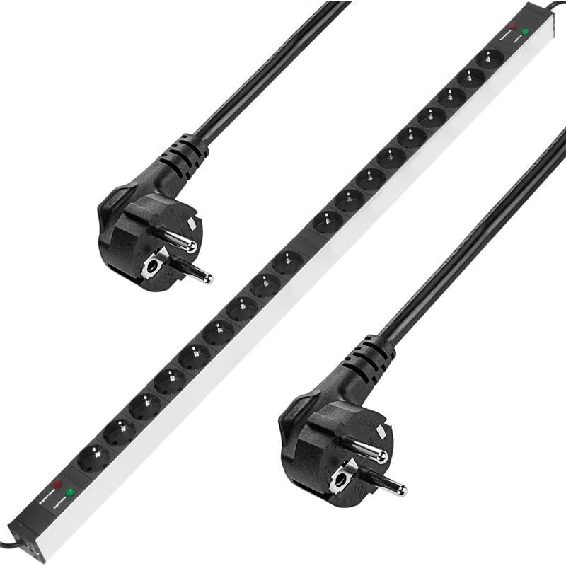 Regleta de enchufes rack 19' de 18 schuko con protección sobretensiones y 2 cables - Rackmatic
Regleta de enchufes rack 19' de 18 schuko con protección sobretensiones y 2 cables - Rackmatic