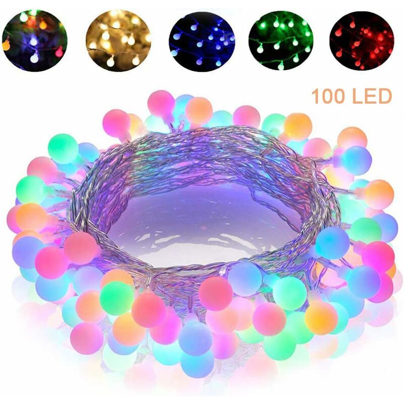Cadena de luces multicolor 10M 100 LED, 8 modos de iluminación, control remoto, IP65, adecuado para exteriores / interiores, árbol de Navidad, noche
Cadena de luces multicolor 10M 100 LED, 8 modos de iluminación, control remoto, IP65, adecuado para exteriores / interiores, árbol de Navidad, noche