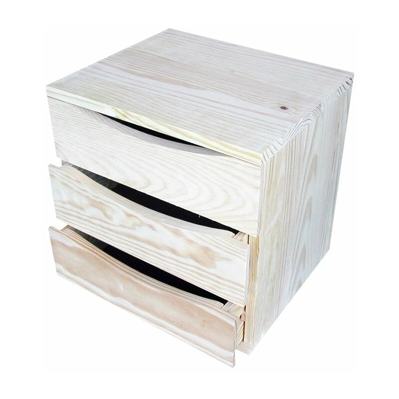 Cajonera de pino natural con 3 cajones