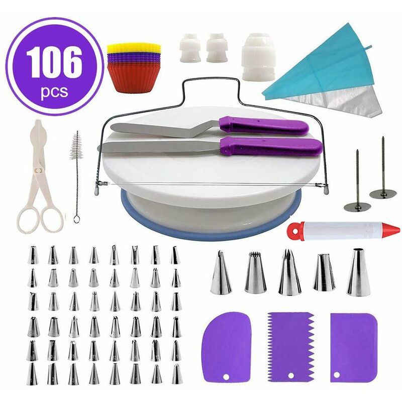 Happyshopping - CakeDecor Suministros de decoracion de pasteles de acero inoxidable Plataforma giratoria para pasteles 106PCS / Set Herramientas de
Happyshopping - CakeDecor Suministros de decoracion de pasteles de acero inoxidable Plataforma giratoria para pasteles 106PCS / Set Herramientas de