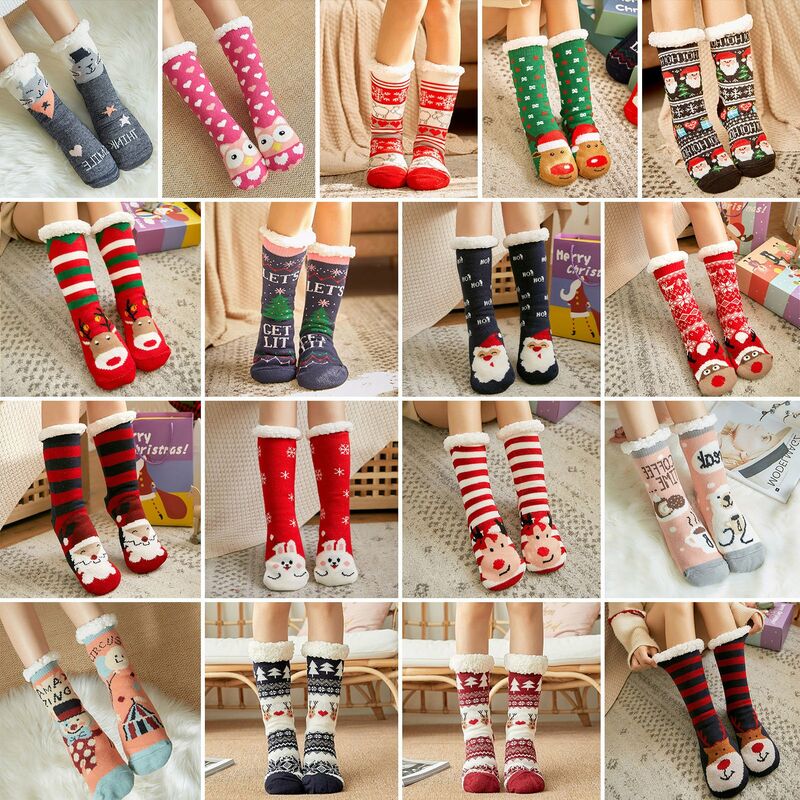 Calcetines antideslizantes para mujer, ciervos de Santa, forro de vellon grueso, medias de Navidad antideslizantes de animales de punto, calcetines
Calcetines antideslizantes para mujer, ciervos de Santa, forro de vellon grueso, medias de Navidad antideslizantes de animales de punto, calcetines