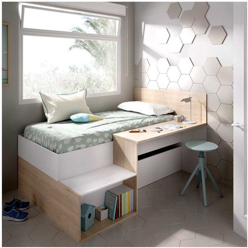 CAMA CON ESCRITORIO Y ALMACENAJE ERIN - Blanco / Natural - Blanco / Natural
CAMA CON ESCRITORIO Y ALMACENAJE ERIN - Blanco / Natural - Blanco / Natural