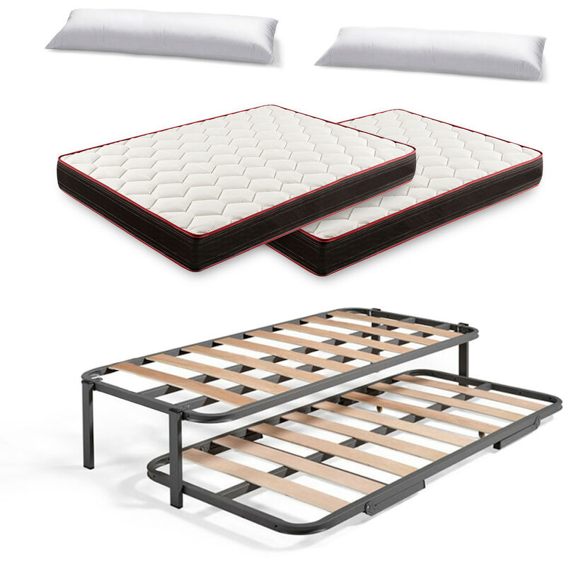 Cama Nido con patas + 2 Colchones viscoelasticos reversible MEMORY FRESH 3D + 2 Almohadas de Fibra 90x190cm
Cama Nido con patas + 2 Colchones viscoelasticos reversible MEMORY FRESH 3D + 2 Almohadas de Fibra 90x190cm