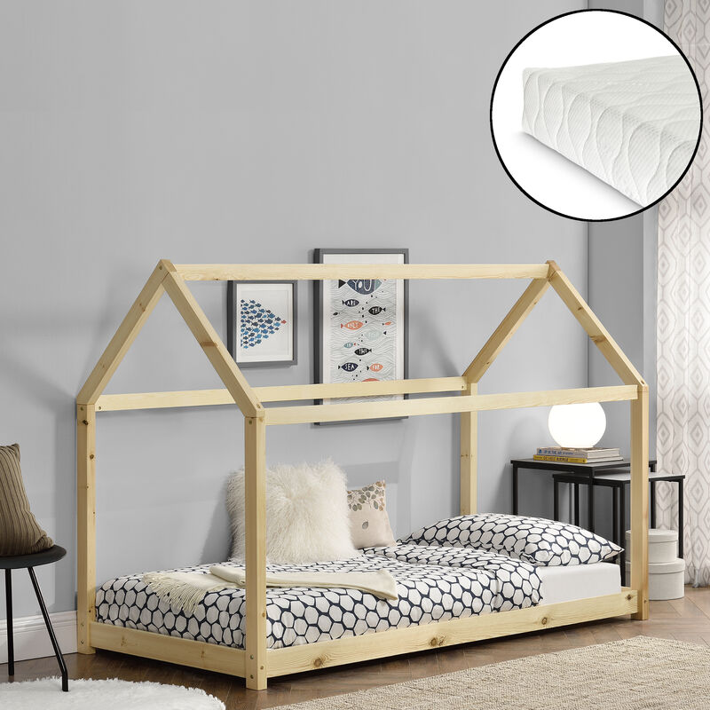 Cama para niños de madera pino con colchón - 200x90cm - Cama infantil - Forma de casa - Textil de confianza - certificado Öko-Tex 100 - Pino natural
Cama para niños de madera pino con colchón - 200x90cm - Cama infantil - Forma de casa - Textil de confianza - certificado Öko-Tex 100 - Pino natural