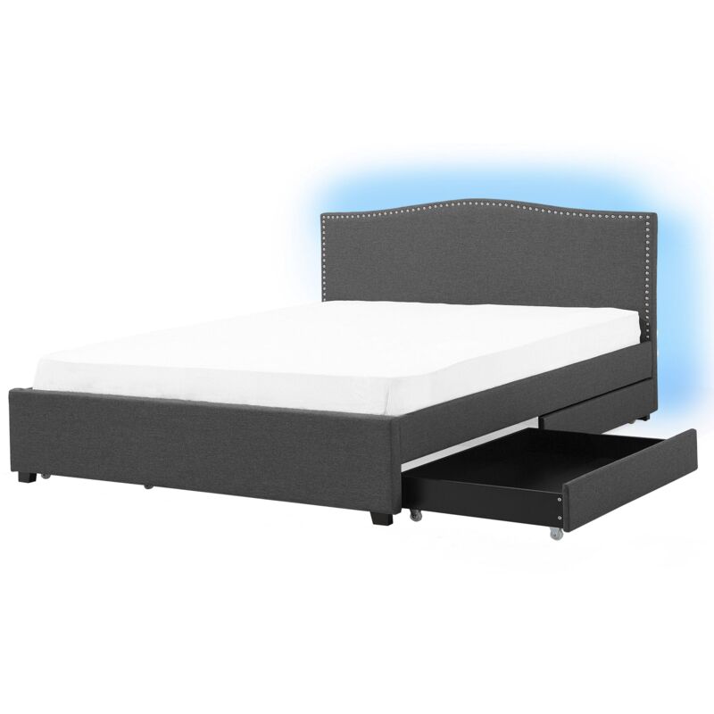 Beliani - Cama tapizada gris oscuro con cajón y LED en color 160x200 cm MONTPELLIER
Beliani - Cama tapizada gris oscuro con cajón y LED en color 160x200 cm MONTPELLIER
