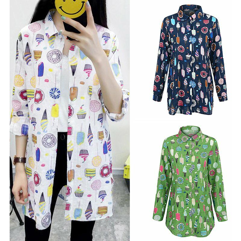 Camisa larga para mujer Foods Print Mangas largas Cuello vuelto Botones casuales Blusa,Azul, L
Camisa larga para mujer Foods Print Mangas largas Cuello vuelto Botones casuales Blusa,Azul, L