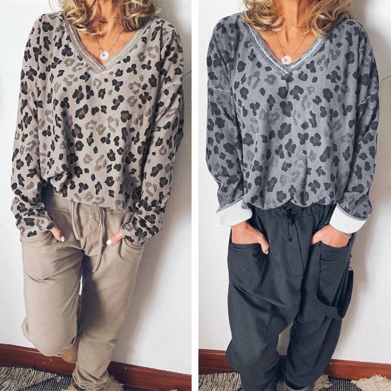 Camiseta casual con estampado de leopardo para mujer, cuello en V, manga larga, tunica suelta, camiseta basica, blusa, gris / caqui,Gris, L
Camiseta casual con estampado de leopardo para mujer, cuello en V, manga larga, tunica suelta, camiseta basica, blusa, gris / caqui,Gris, L
