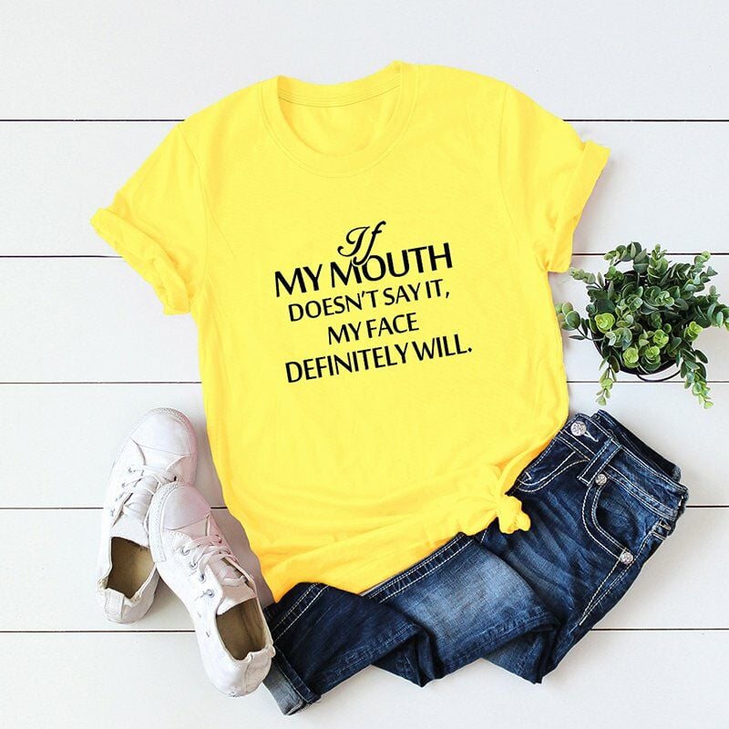 Camiseta casual de algodon para mujer MY BOCA Estampado de letras Manga corta Cuello redondo Camisetas sueltas,Amarillo, L
Camiseta casual de algodon para mujer MY BOCA Estampado de letras Manga corta Cuello redondo Camisetas sueltas,Amarillo, L
