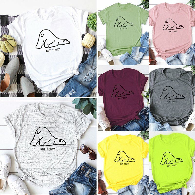 Camiseta de algodon informal de verano para mujer, color solido, NO HOY, estampado, cuello redondo, manga corta, camisetas bonitas, pulover
Camiseta de algodon informal de verano para mujer, color solido, NO HOY, estampado, cuello redondo, manga corta, camisetas bonitas, pulover