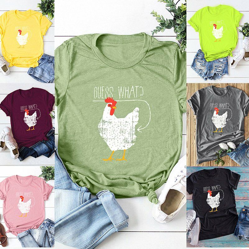 Camiseta de moda para mujer, manga corta, cuello redondo, pollo bonito, que lema, letras, estampado de talla grande, camisetas geniales de algodon,
Camiseta de moda para mujer, manga corta, cuello redondo, pollo bonito, que lema, letras, estampado de talla grande, camisetas geniales de algodon,
