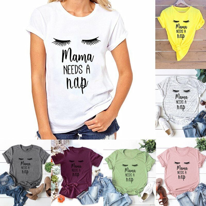 Camiseta de mujer de manga corta con cuello redondo y letras impresas mama NECESITA una siesta de talla grande de algodon Camisetas frescas Madre
Camiseta de mujer de manga corta con cuello redondo y letras impresas mama NECESITA una siesta de talla grande de algodon Camisetas frescas Madre