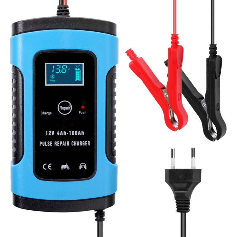 Cargador de bateria de coche automatico completo de 12V 6A, cargadores de reparacion de pulso de carga rapida inteligente,Azul, enchufe de la UE
Cargador de bateria de coche automatico completo de 12V 6A, cargadores de reparacion de pulso de carga rapida inteligente,Azul, enchufe de la UE