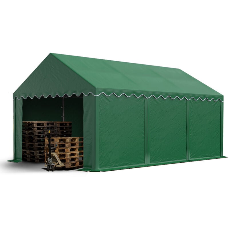 Carpa almacén 3x6 m de con lona de PVC de aprox. 500 g/m² en verde oscuro carpa de pastoreo con estructura de suelo y refuerzo del techo - verde
Carpa almacén 3x6 m de con lona de PVC de aprox. 500 g/m² en verde oscuro carpa de pastoreo con estructura de suelo y refuerzo del techo - verde