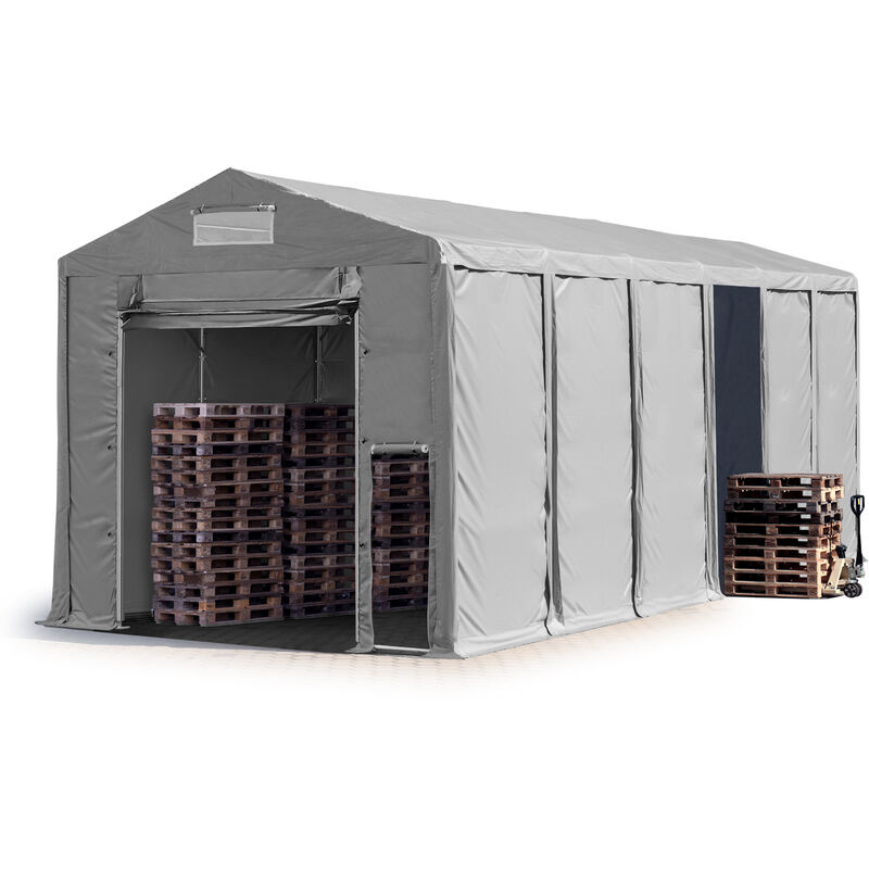 Carpa almacén 6x12 m carpa industrial 4m de altura lateral aprox. 550g/m² lona PVC gris 100% impermeable con puerta levadiza - grigio
Carpa almacén 6x12 m carpa industrial 4m de altura lateral aprox. 550g/m² lona PVC gris 100% impermeable con puerta levadiza - grigio