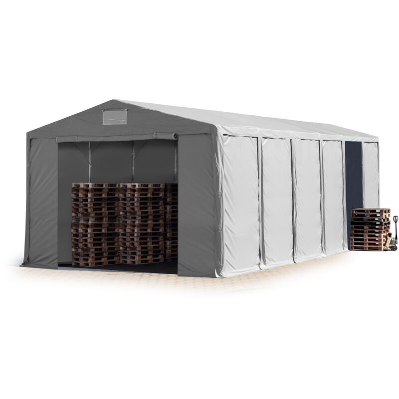 Carpa almacén 8x12 m carpa industrial 3,6m de altura lateral aprox. 550g/m² lona PVC gris 100% impermeable puerta con cremallera - grigio
Carpa almacén 8x12 m carpa industrial 3,6m de altura lateral aprox. 550g/m² lona PVC gris 100% impermeable puerta con cremallera - grigio