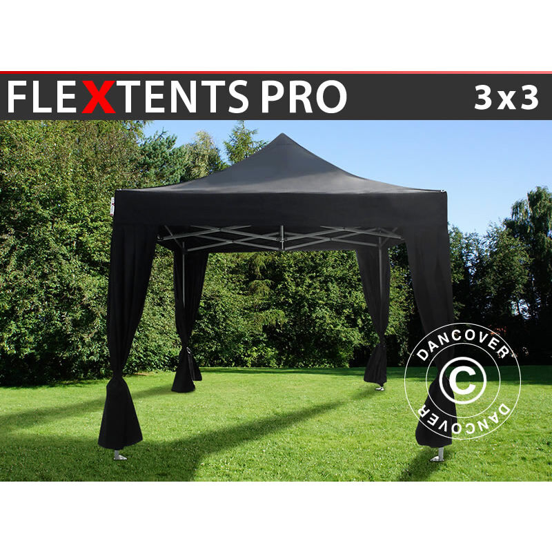 Carpa plegable Carpa Rapida FleXtents PRO 3x3m Negro, incl. 4 cortinas decorativas
Carpa plegable Carpa Rapida FleXtents PRO 3x3m Negro, incl. 4 cortinas decorativas