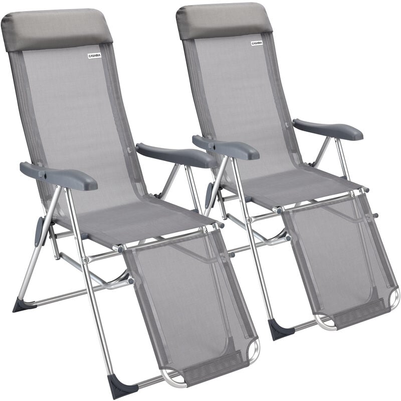 Set de 2 sillas plegables de Aluminio con respaldo alto reclinable transpirable tumbona para jardín balcón terraza - Casaria
Set de 2 sillas plegables de Aluminio con respaldo alto reclinable transpirable tumbona para jardín balcón terraza - Casaria