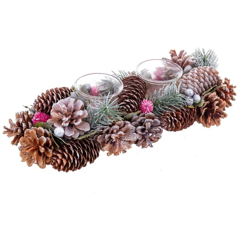 Centro de mesa de Navidad con portavelas cobre de fibra natural y cristal de 32x15x8 cm
Centro de mesa de Navidad con portavelas cobre de fibra natural y cristal de 32x15x8 cm