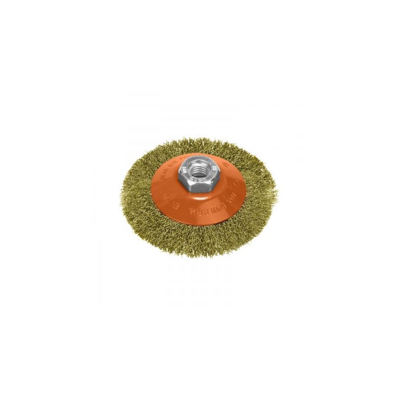 Cepillo oblicuo con alambre de acero latonado rosca m14, Ø 100 mm. alambre de Ø 0,30 mm.
Cepillo oblicuo con alambre de acero latonado rosca m14, Ø 100 mm. alambre de Ø 0,30 mm.