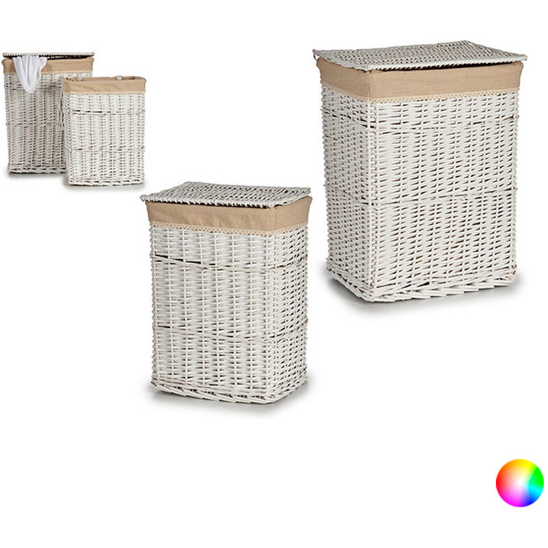 Cesto para la Ropa Sucia Mimbre Tela (2 pcs)