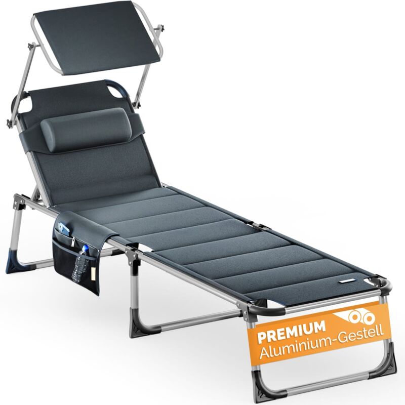 Chaise longue "Bari" XXL de aluminio tumbona con protección solar 210cm cojín de cabeza silla larga exterior jardín Gris mezclado - Gris mezclado
Chaise longue "Bari" XXL de aluminio tumbona con protección solar 210cm cojín de cabeza silla larga exterior jardín Gris mezclado - Gris mezclado