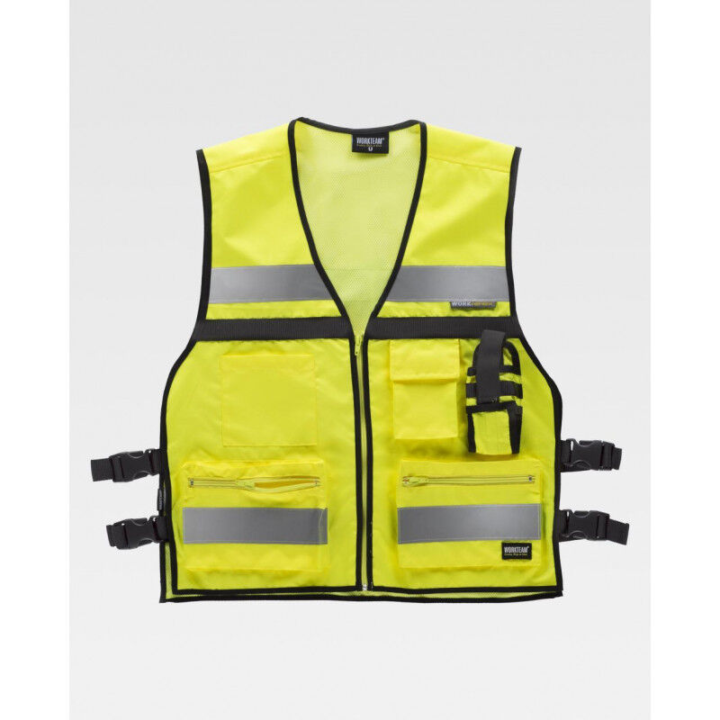 Chaleco de alta visibilidad en tejido Oxford con ajustes laterales WORKTEAM C3601 | Amarillo A.V. 
Chaleco de alta visibilidad en tejido Oxford con ajustes laterales WORKTEAM C3601 | Amarillo A.V.