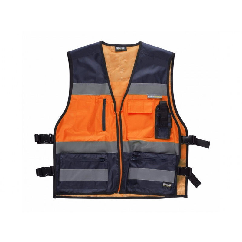 Chaleco fluor con ajustes laterales y bolsillo trasero WORKTEAM C3602 | Marino+Naranja A.V. - U
Chaleco fluor con ajustes laterales y bolsillo trasero WORKTEAM C3602 | Marino+Naranja A.V. - U
