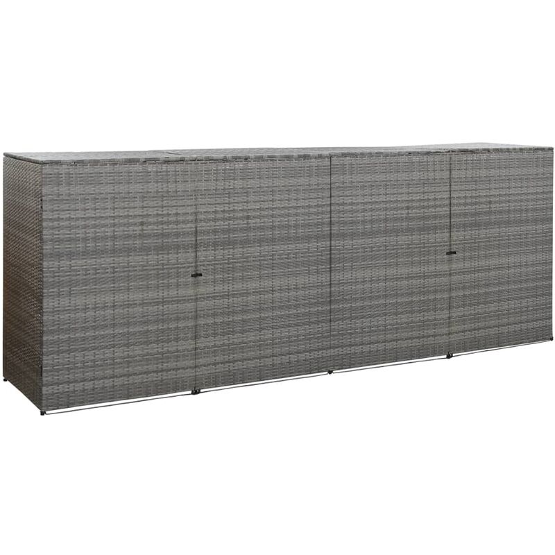 vidaXL Cobertizo cuadruple cubo basura ratán PE antracita 305x78x120cm - Antracita
vidaXL Cobertizo cuadruple cubo basura ratán PE antracita 305x78x120cm - Antracita