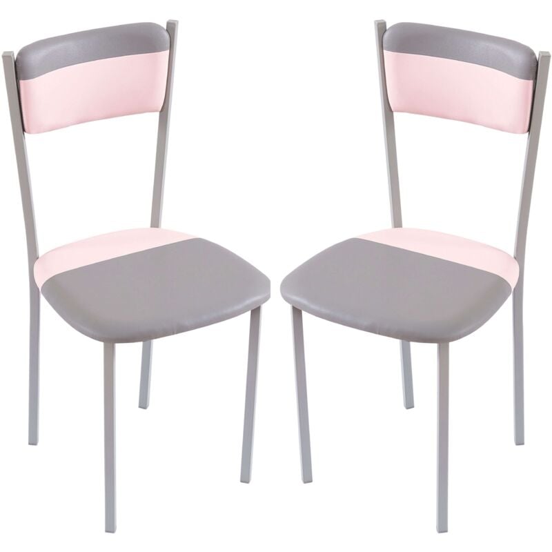 Sillas Cocina Comedor Rosa y Gris Estilo Moderno economicas Metal y Poliuretano 89x43x45 - PACK 2 SILLAS 
Sillas Cocina Comedor Rosa y Gris Estilo Moderno economicas Metal y Poliuretano 89x43x45 - PACK 2 SILLAS