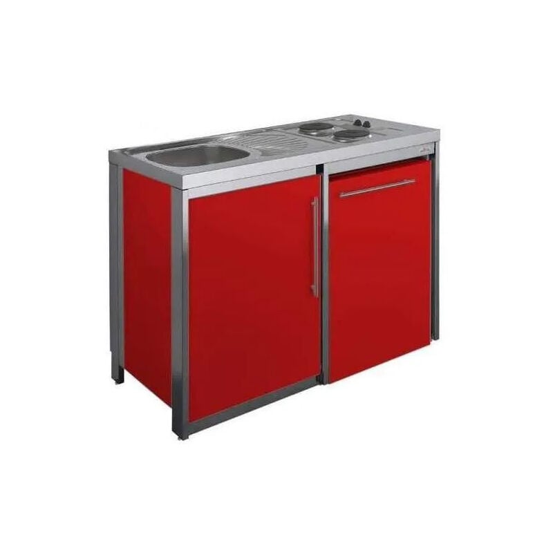 Cocina con placa de cocción y refrigerador METALINE 120cm, carmín recubierto de polvo
Cocina con placa de cocción y refrigerador METALINE 120cm, carmín recubierto de polvo